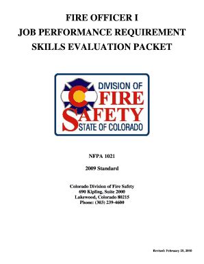 Fillable Online FIRE OFFICER I NFPA 1021 2009 Edition Division Of