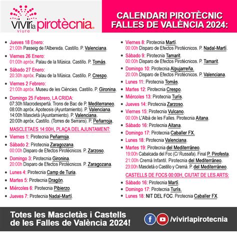 Agenda Pirotecnia En Val Ncia Masclet S Fallas Y Castillos