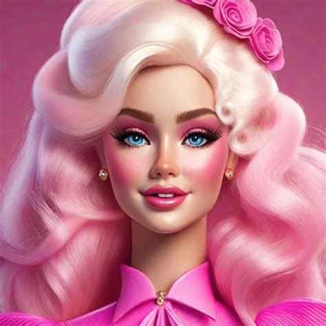 Premium Ai Image Barbie Doll Portrait In Rose D Rendering