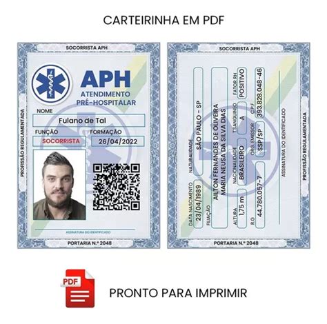 Carteirinha Socorrista Aph Em Pdf Pronta Para Imprimir Parcelamento