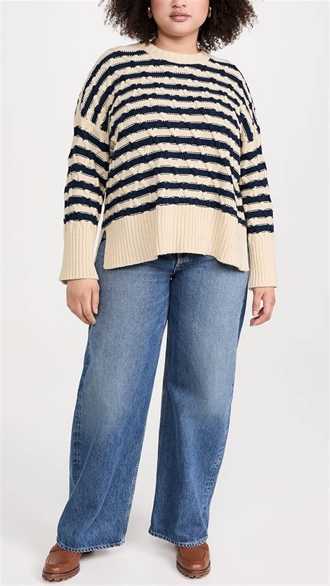 Madewell Cable Knit Oversized Sweater In Stripe Shopbop