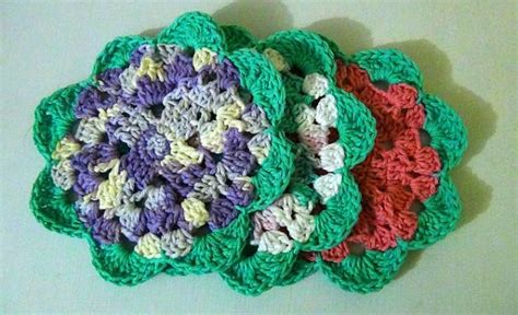 Crocheted Dishcloth Flowers Set Of Mainely Handcrafts