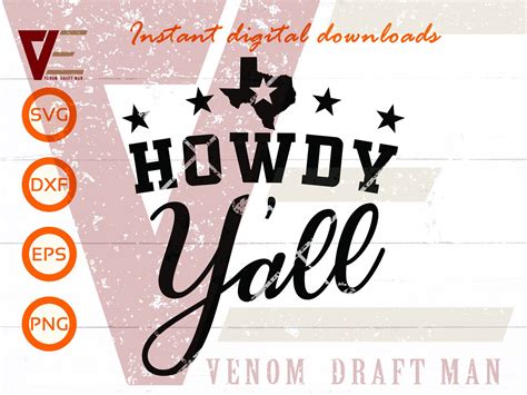 Howdy Yall Svg Cowgirl Svg Farmhouse Texas Svg Cowboy Svg Etsy Uk