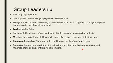 Group Leadership Social Groups Instrumental And Expressive Leadership