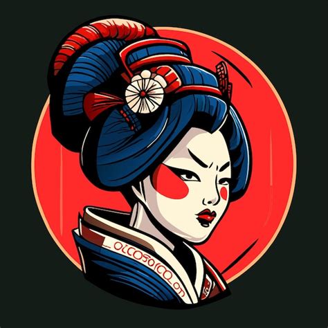 Geisha Japonesa Samurai Garota Desenhada M O Plano Elegante Adesivo