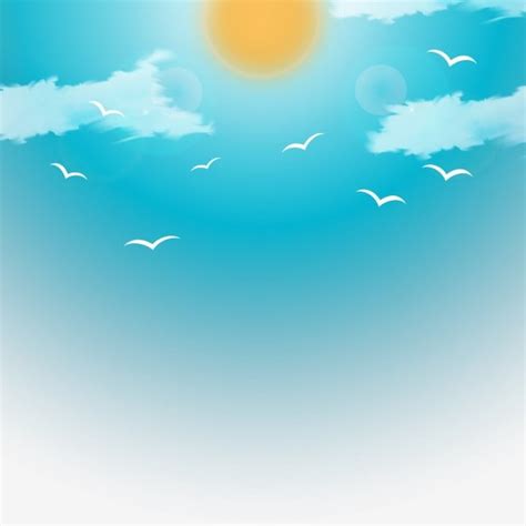 Sky Clouds Sun Vector Png Images Flying Birds Silhouette On Sky With