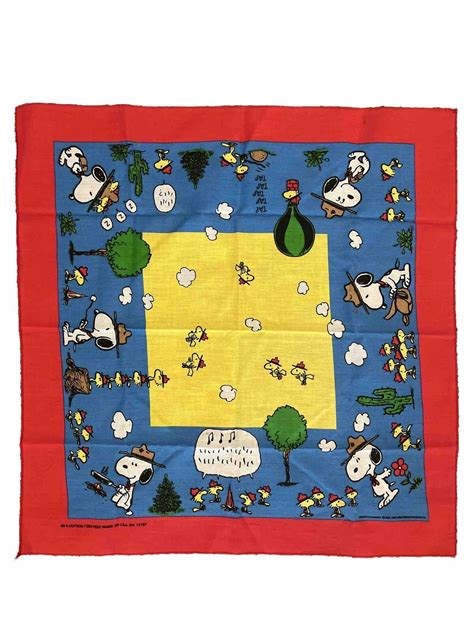 Vintage Peanuts Snoopy Woodstock Scout Camping Bandana Neckerchief