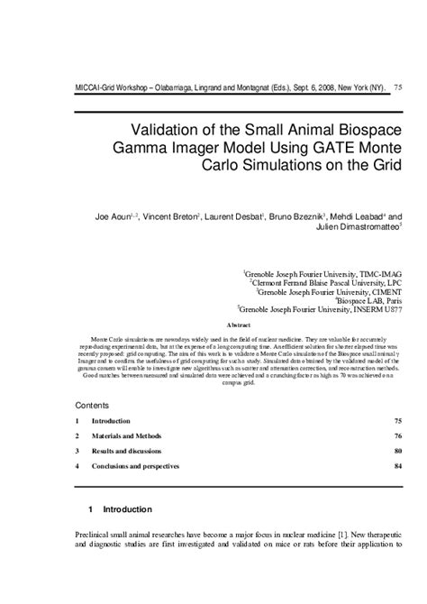 (PDF) Validation of the Small Animal Biospace Gamma Imager Model Using ...