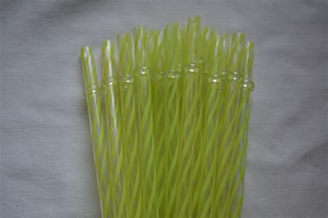 Reusable Replacement Straws Swirly Yellow Plastic Acrylic 9” With Rings