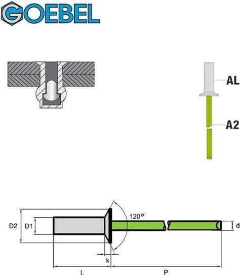 GOEBEL 250 X Gesloten Blindklinknagels 4 8 X 12 5 Mm Aluminium