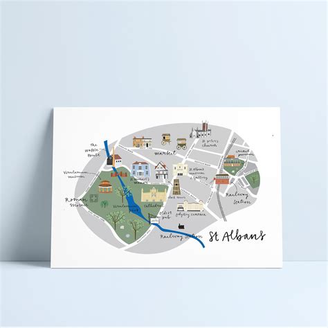 Illustrated Map of St Albans Landscape - Etsy