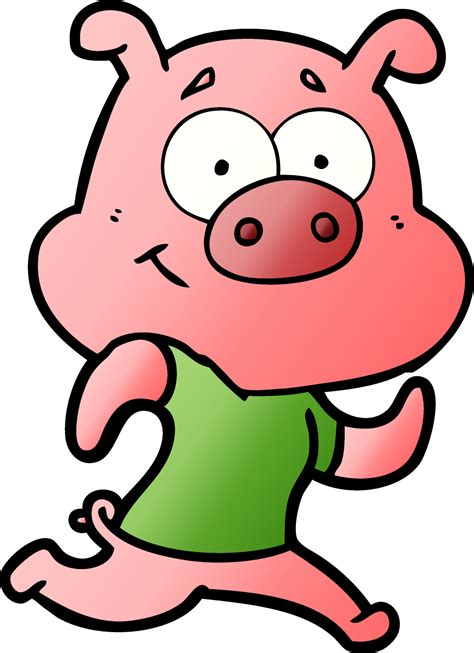 Happy Cartoon Pig Running 12444279 Vector Art At Vecteezy