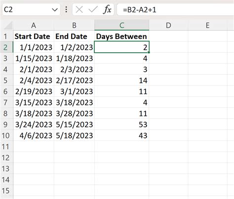 Excel Count Number Of Days Between Two Dates Inclusive