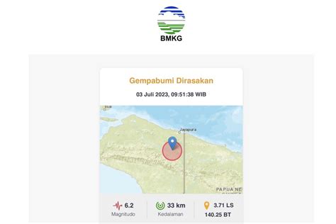 Bmkg Sebut Gempa Magnitudo 6 2 Guncang Keerom Papua Antara News