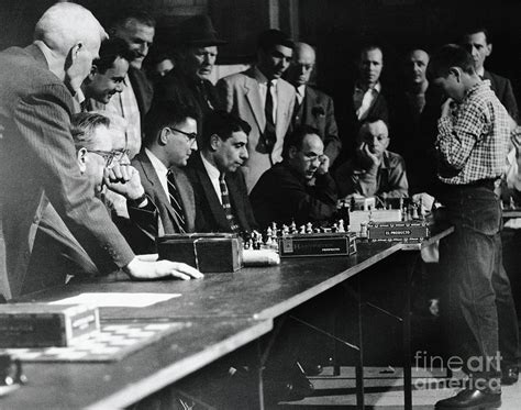 Young Bobby Fischer Playing Multiple By Bettmann