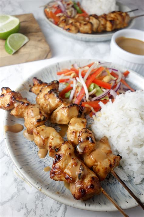 Chicken Satay Skewers Peanut Dipping Sauce