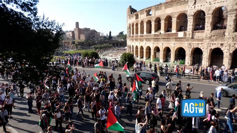 Maxi Corteo A Roma Per La Palestina Cori Al Colosseo Manifestanti