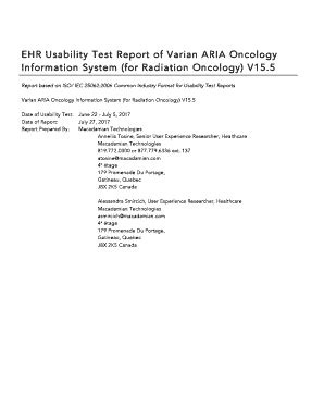 Fillable Online Ehr Usability Test Report Of Varian Aria Oncology