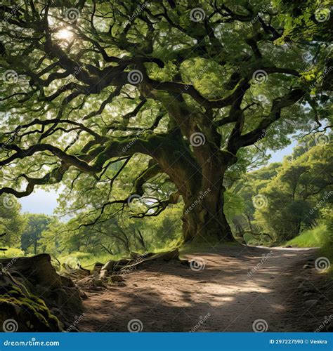 Ancient Oak Tree In Summer Forest Generated By Ai Stock Photo Image