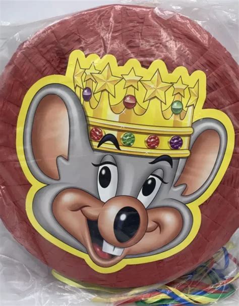 Chuck E Cheese Piñata New Round Red Paper Mache Chuck E Cheese With Crown £2526 Picclick Uk