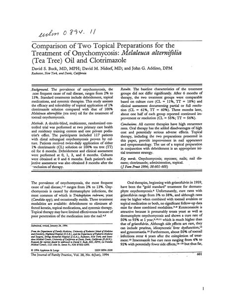 Pdf Comparison Of Two Topical Preparations For The Treatment Of Onychomycosis Melaleuca