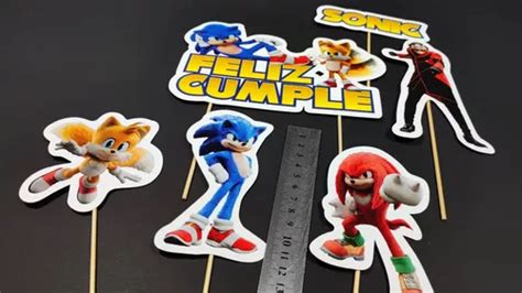 Adorno Torta Deco Feliz Cumple Pelicula Sonic Cake Topper