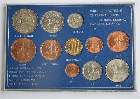 Great Britains Last Complete Set Of Coinage Using The £sd System And