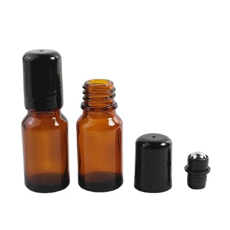 Thick Amber 5ml 10ml Mini Roll On Glass Essential Oil Bottles With