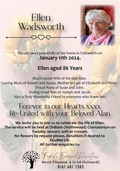 Ellen Wadsworth - Oldham Independent Funeral Services