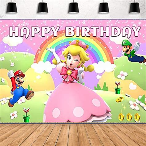 Princess Peach Birthday Party Banner Decoration Kawaii Marioo Princess