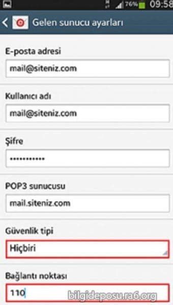 Android Cihazlara E Posta Kurulumu Bilgideposu