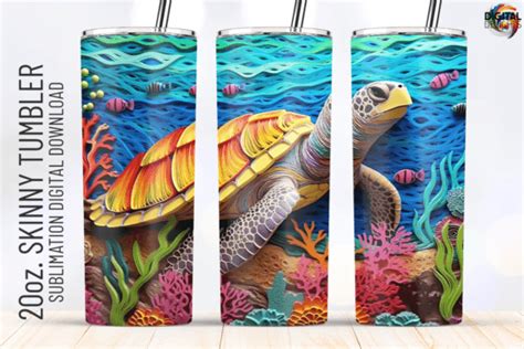 3D Ocean Sea Turtle Tumbler Wrap Graphic By Digital Delights Creative