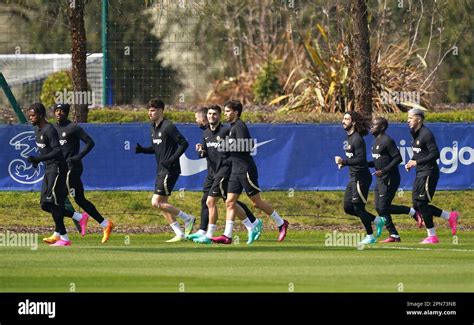 Chelsea Players During A Training Session At Cobham Training Ground