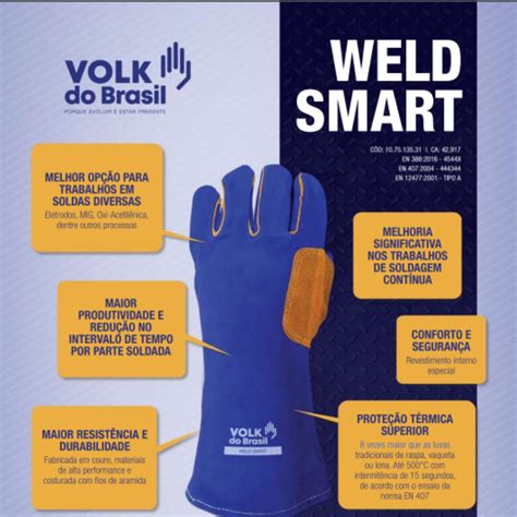 Luva De Raspa Alta Temperatura Weld Smart Volk Ideal Epi Melhores