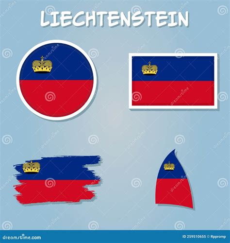 Liechtenstein Map Country Of Europe European Flag Illustration Vector