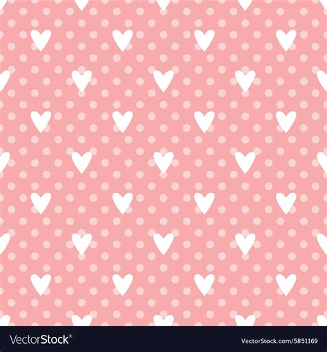 Tile Cute Pattern With White Hearts On Polka Dots Vector Image