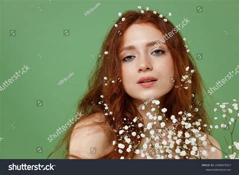 Beautiful Half Naked Topless Redhead Hair Stock Photo 2168471017