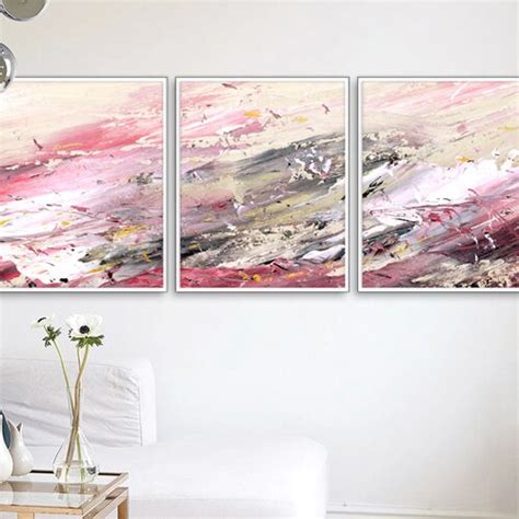 Blush Pink Decor Blush Pink Wall Art 3 Poster Set Bedroom Etsy