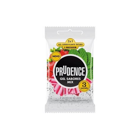 GEL LUBRIFICANTE ÍNTIMO E MASSAGEM PRUDENCE SABORES MIX 3 SACHÊS DE