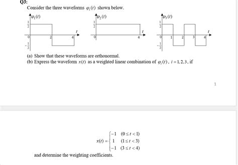 Solved Q Consider The Three Waveforms I T Shown Below Chegg