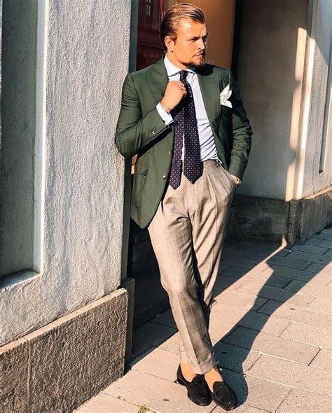 Olive Green Blazer Green Suit Suits And Sneakers Herren Outfit