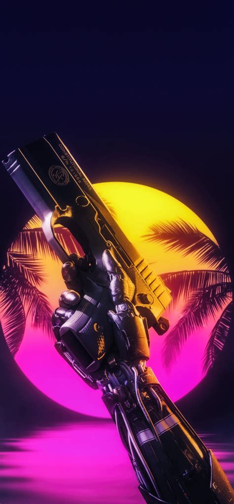 1242x2668 Synthwave X Guns Iphone Xs Max Hd 4k Wallpapersimagesbackgroundsphotos And Pictures