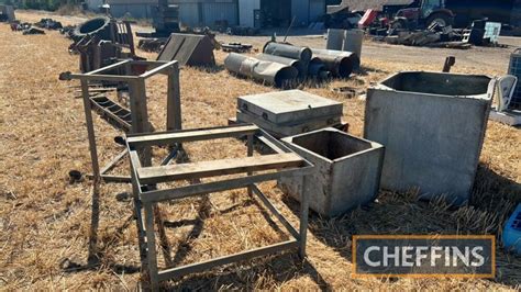 2no Galvanised Drip Trays And Two Other Galvanised Tanks On