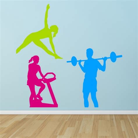 Fitness Weight Lifting Exercise Wall Sticker Set