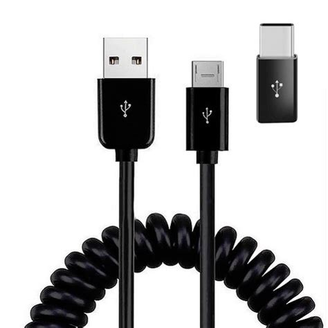 For Galaxy A54 5g Charger Cord Coiled Usb Cable Micro Usb To Usb C Adapter Power Wire Sync