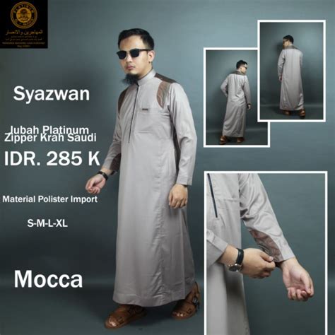 Jual Jubah Muslim Pria Mewah Kombinasi Keren Kekinian Lengan Non Manset