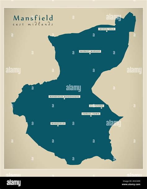 Mansfield district map - England UK Stock Vector Image & Art - Alamy