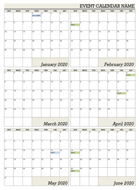 Month Calendar Word Template Linzy Phaidra