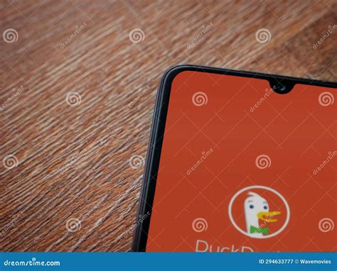 Duckduckgo Private Browser App Launch Screen On Smartphone On Wooden