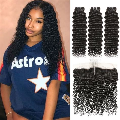 Peruvian Deep Wave Bundles With Frontal Closure X Deep Curly